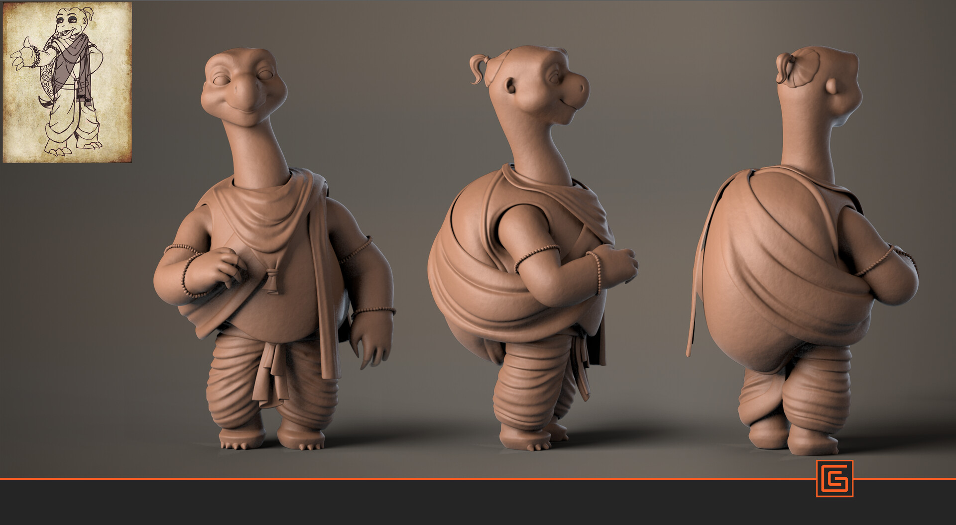 Tortoise Monk — High-Poly Sculpt