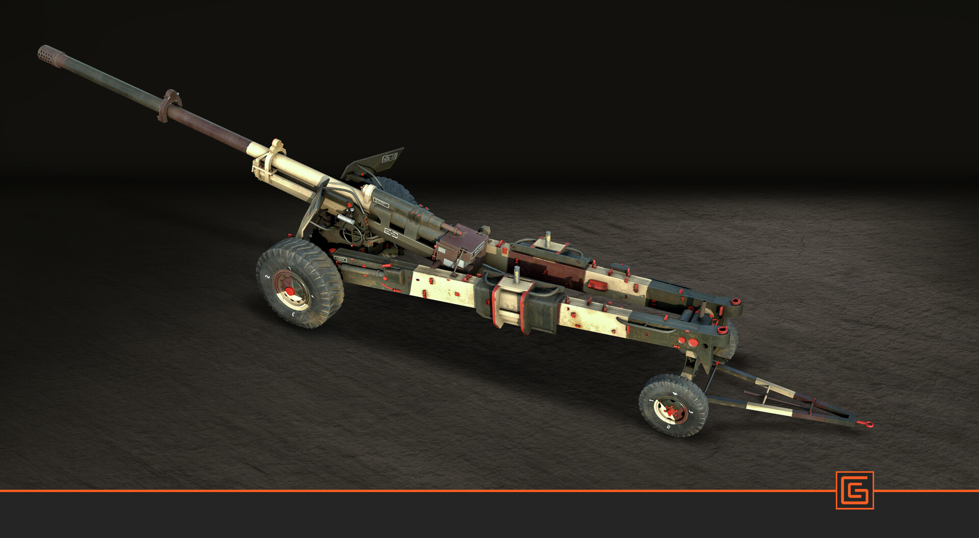 Towed Howitzer — Textured Render