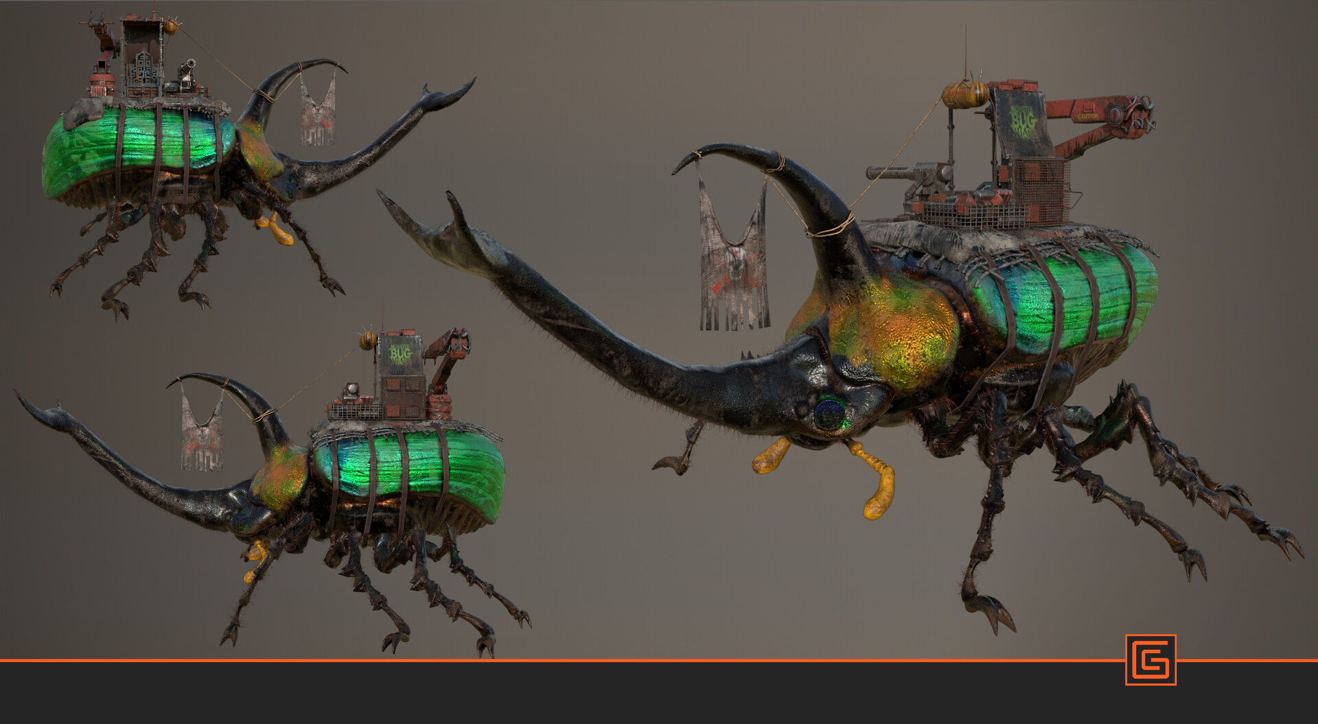 Beetle Warship — Textured Render