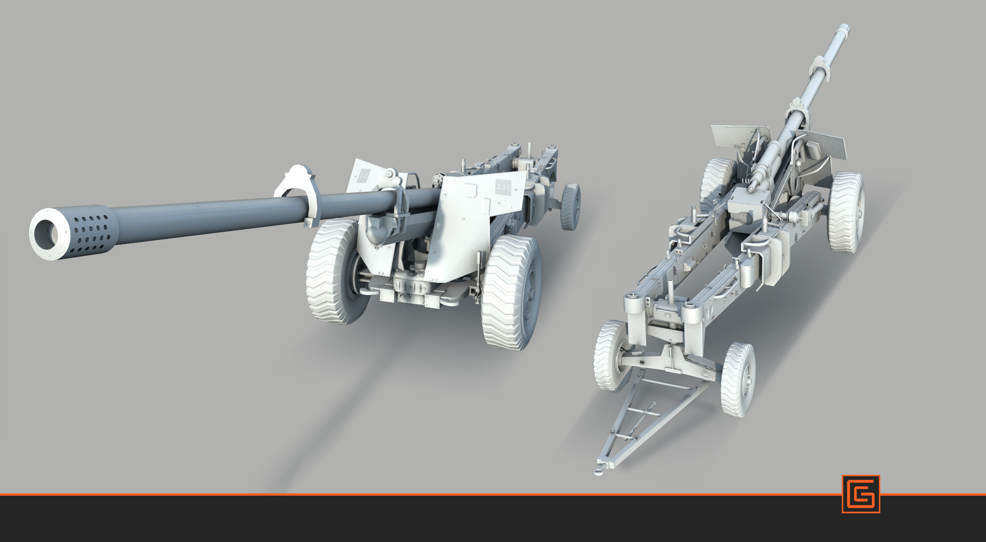 Towed Howitzer — High-Poly Model