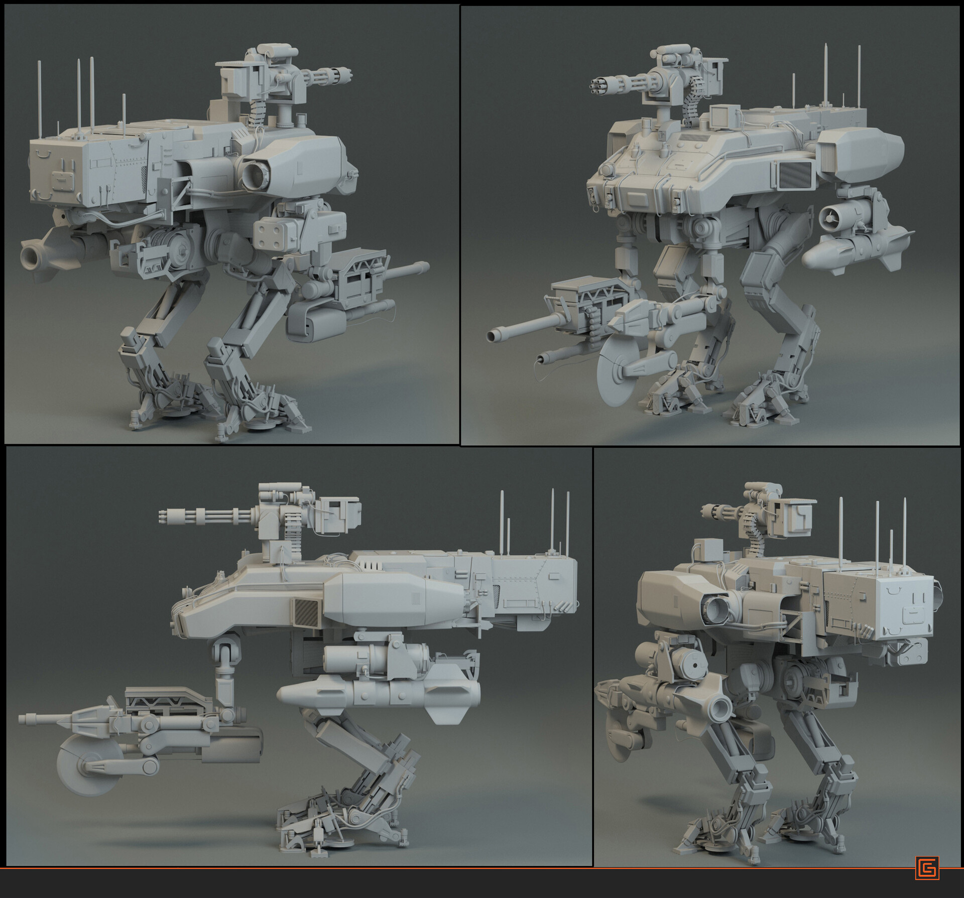 Mech Walker — Hard-Surface Turnaround