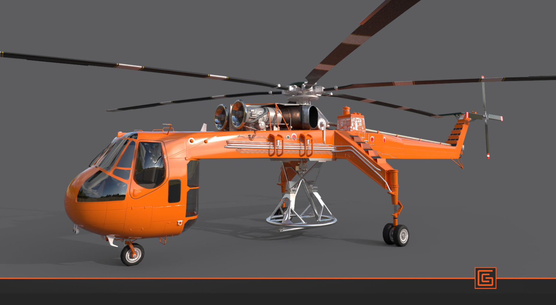 Sikorsky Skycrane — Three-Quarter Render