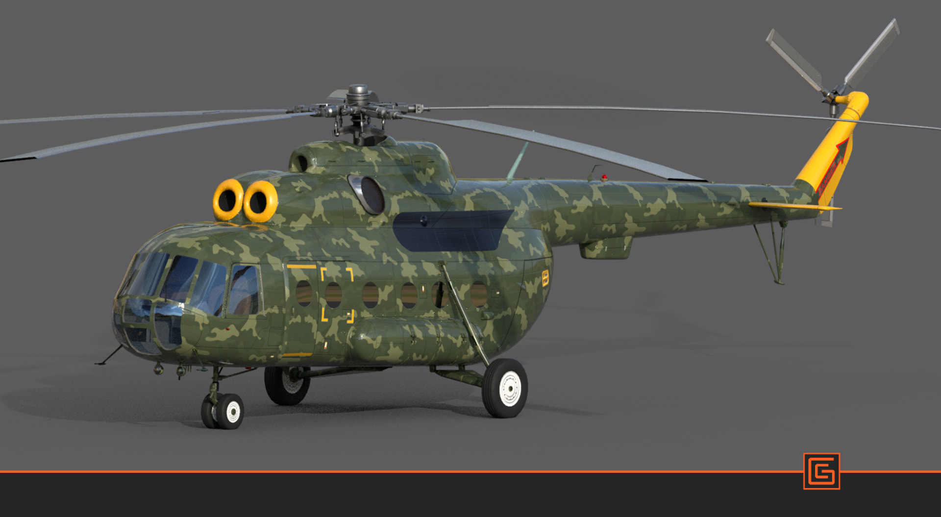 Mi-8 Transport Helicopter — Textured Render