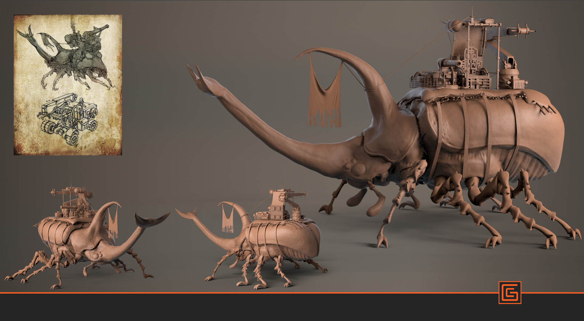 Beetle Warship — High-Poly Sculpt