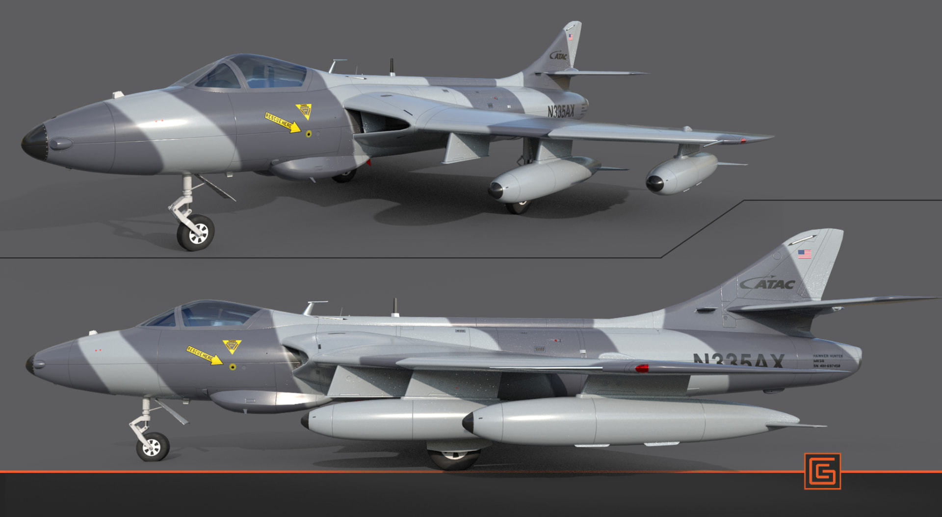 Hawker Hunter Jet — Side Profiles
