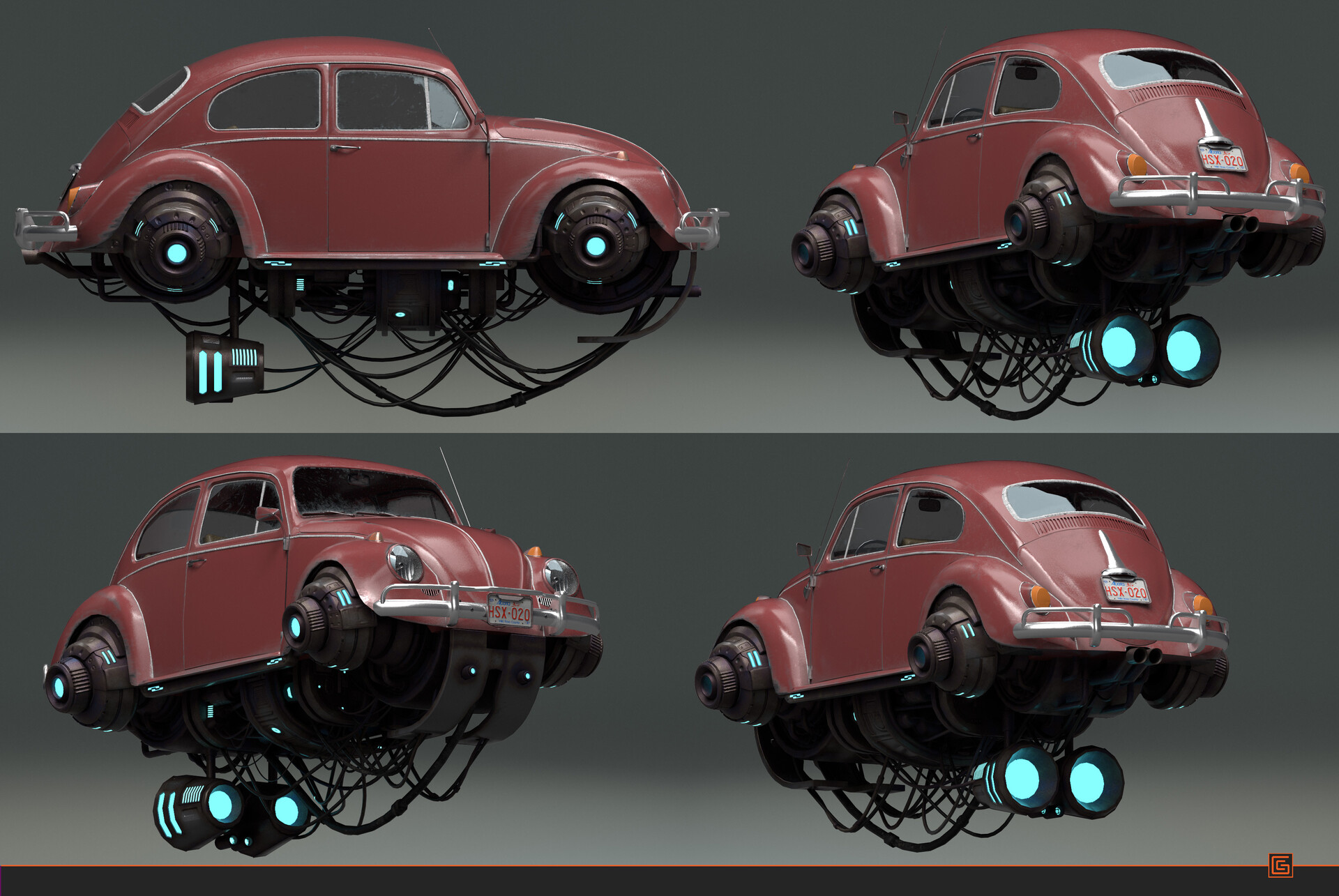 Hover Beetle — Textured Render